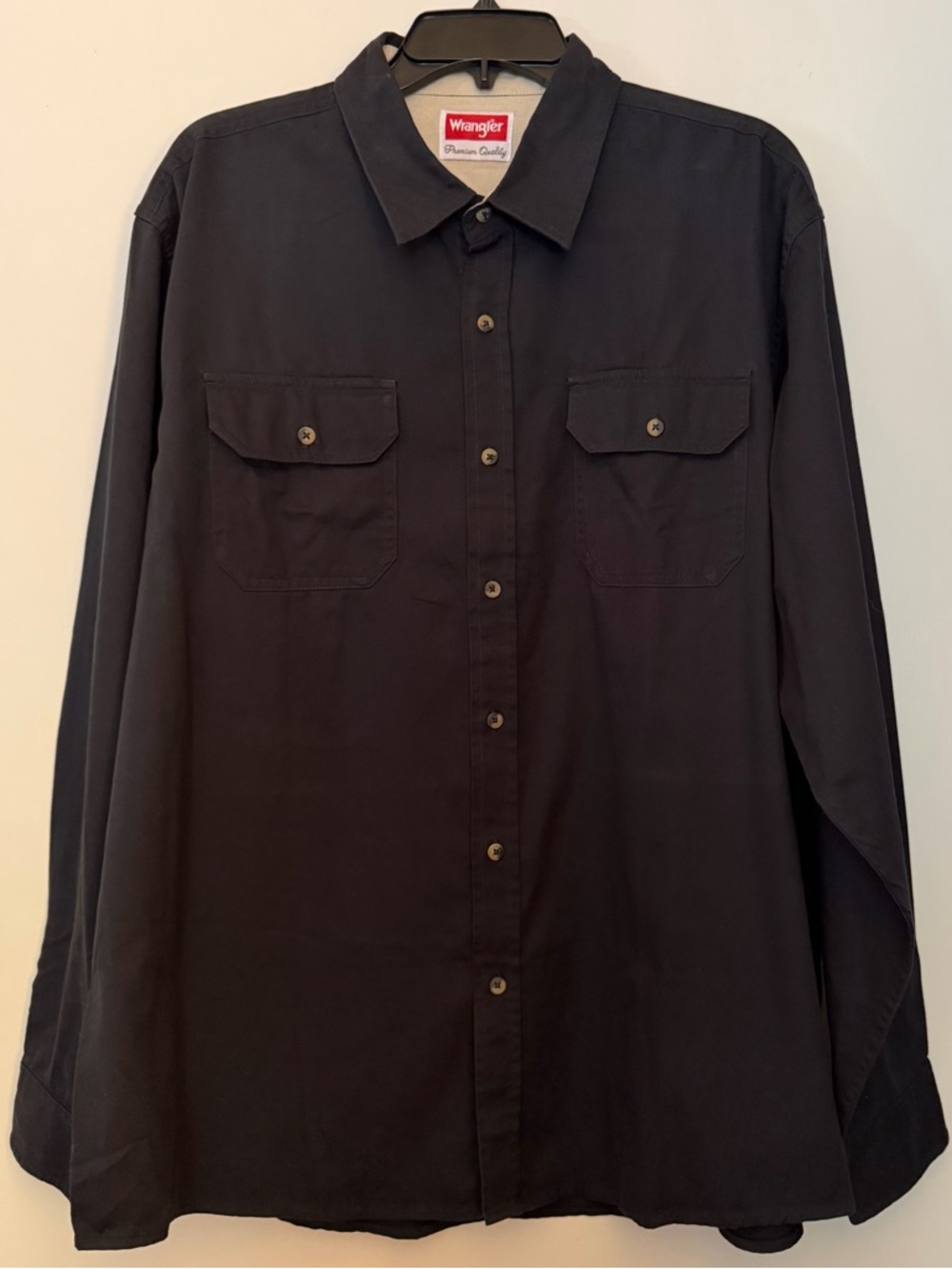 Wrangler Black Workwear Button Down Shirt XL Two Pocket Cotton